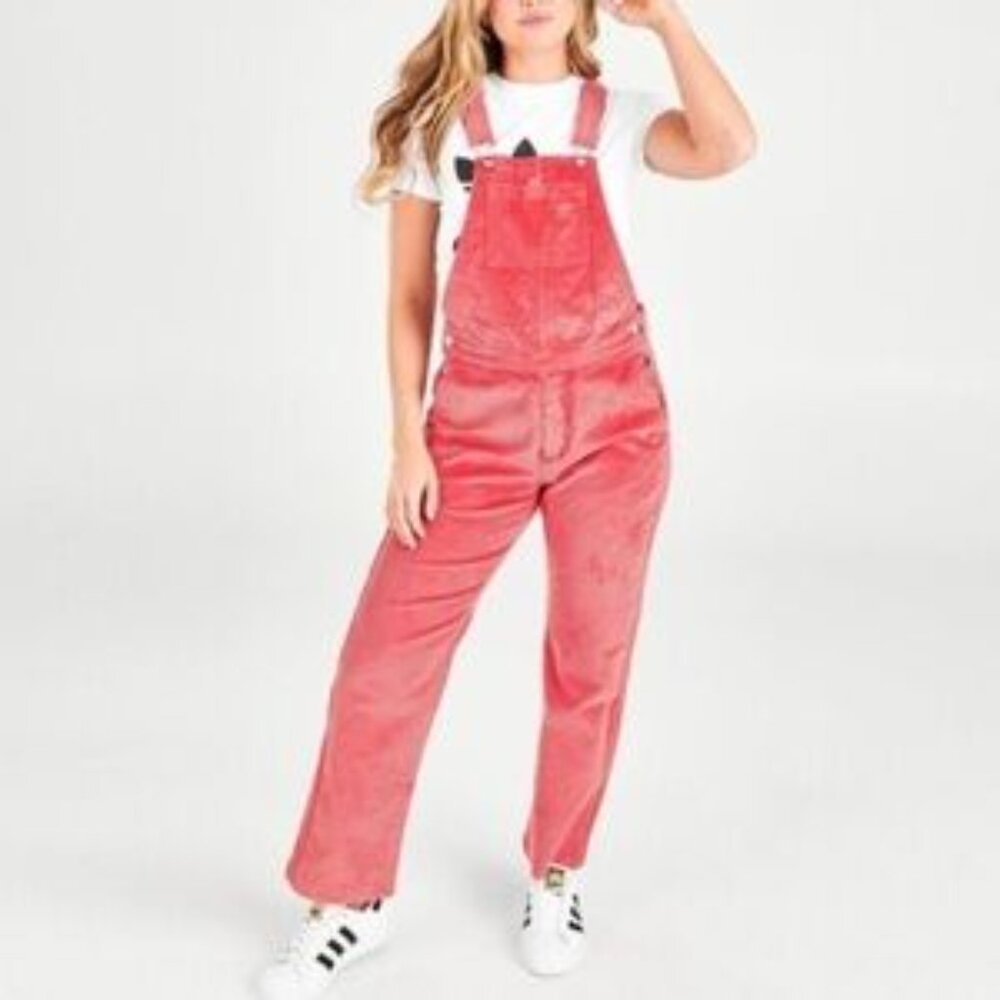 adidas Original Corduroy Dungarees Overalls Coral Pink Size XS
